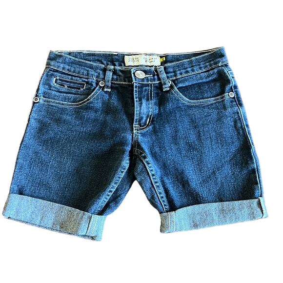 Zippy Ziggy Blue Denim Jeans Shorts Juniors Size 26 Cut offs Long Roll Up - Picture 1 of 8